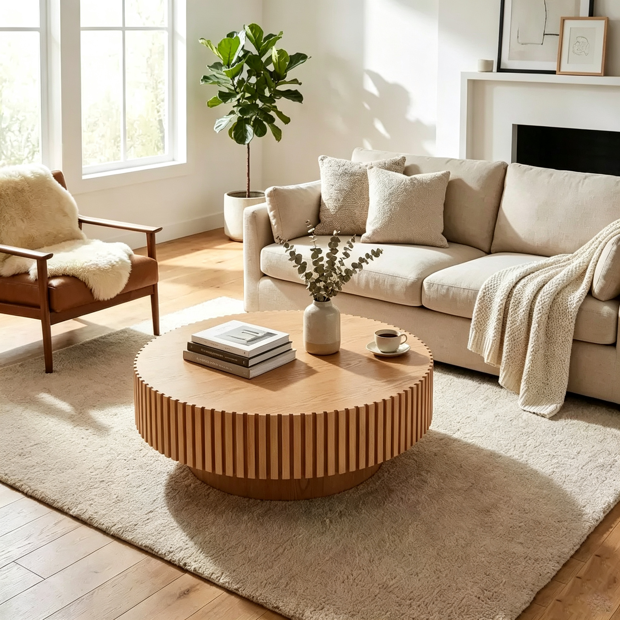 Table basse en bois naturel 39,37 po