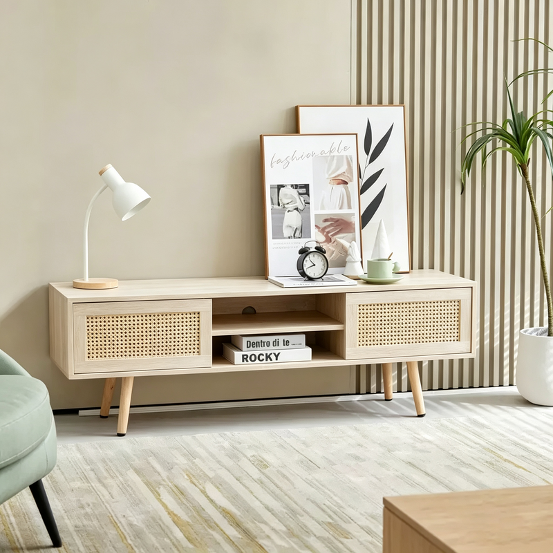 Meuble TV en rotin blanc 55.12