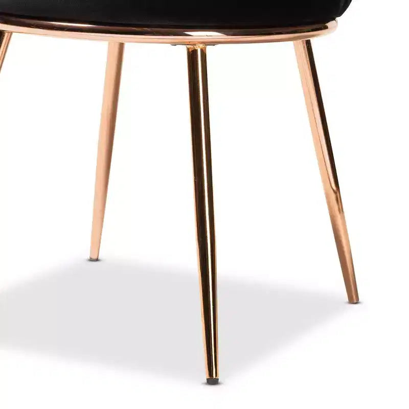 2pc Farah Velvet Fabric Upholstered Metal Dining Chair Set - Baxton Studio