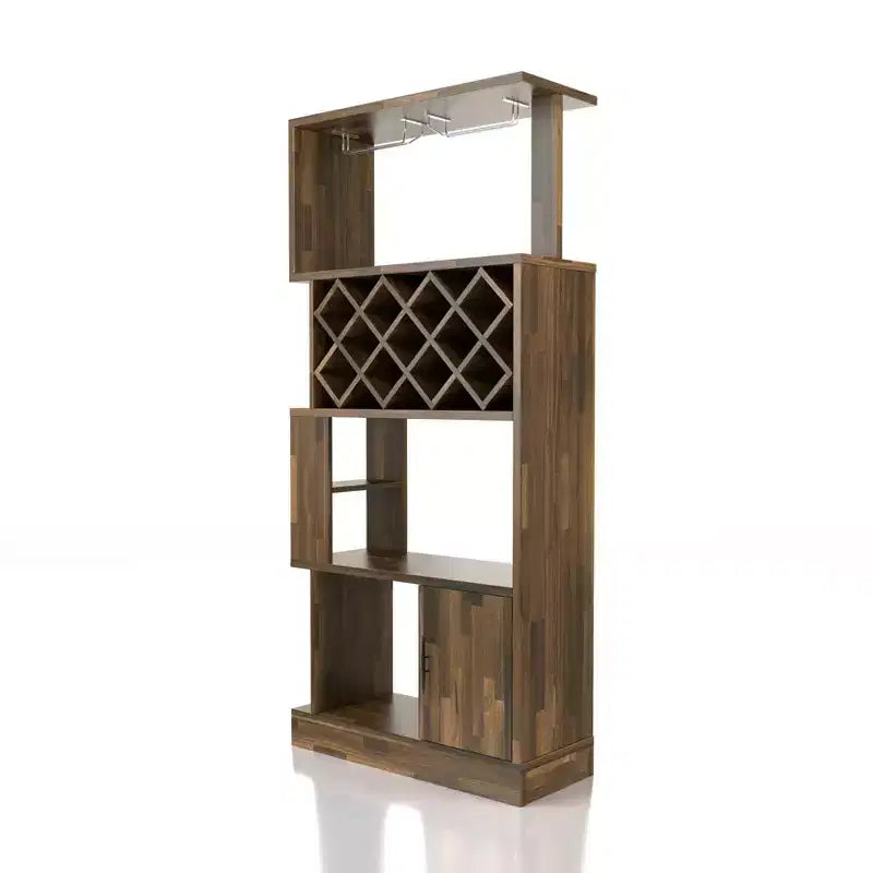 24/7 Shop At Home Wellster Wine Cabinet for 11 Wine Bottles and Stemware Rack